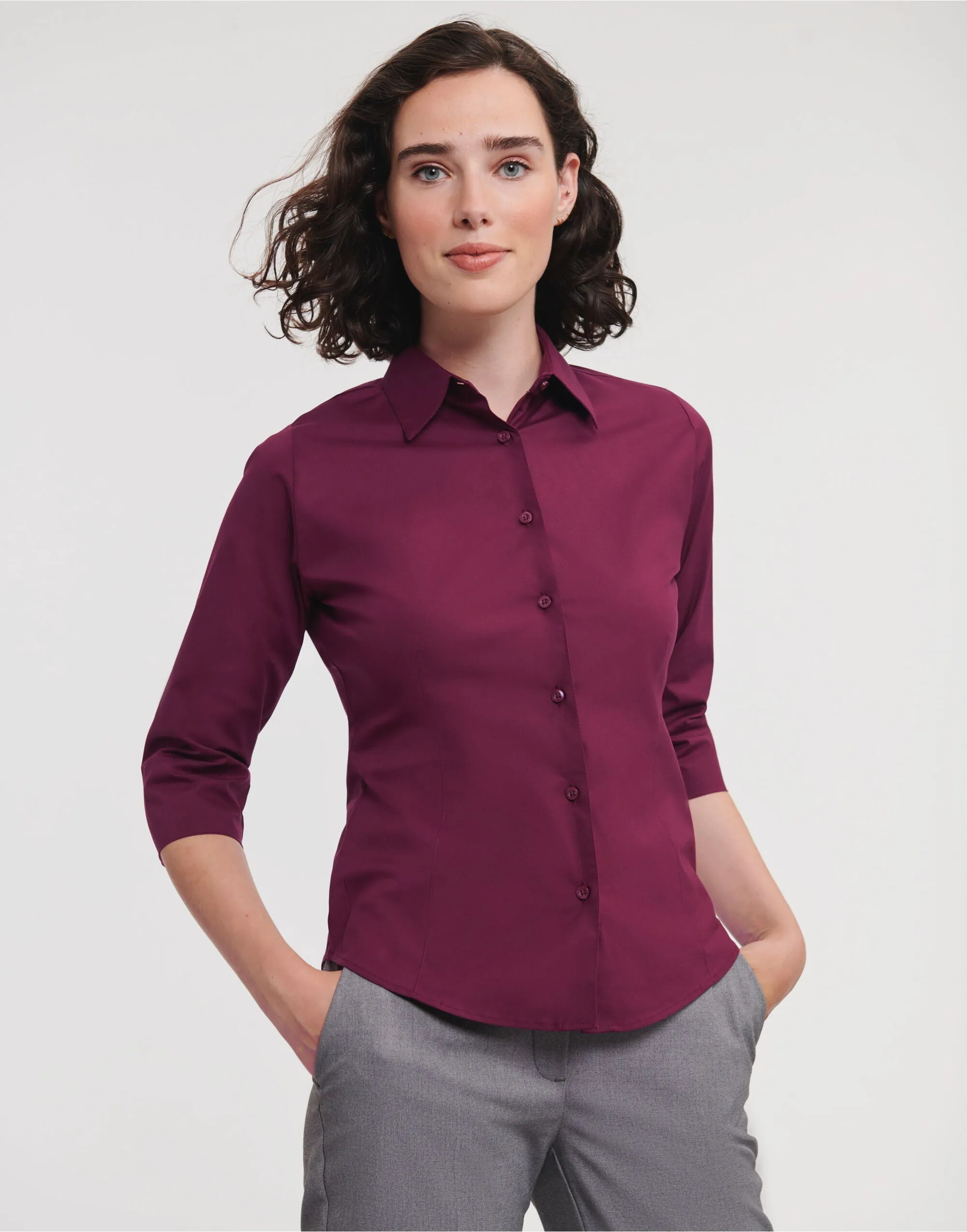 946F Russell Collection Lady 3/4 Stretch Shrt