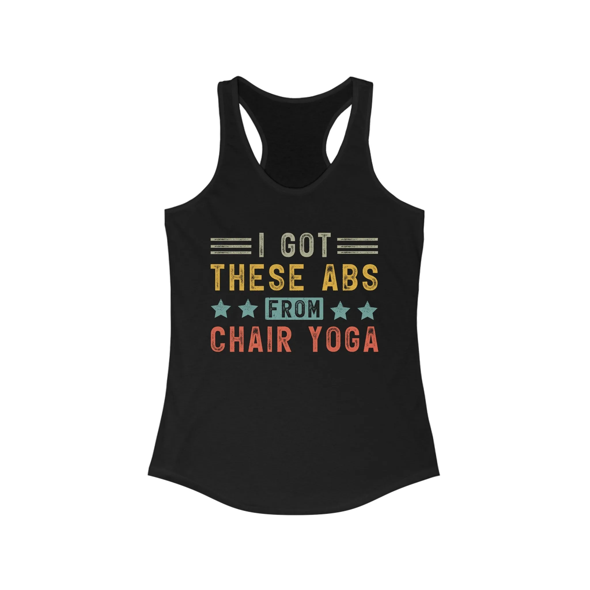Abs Workout Chair Yoga Shirt | Funny Workout Shirt | Gift For Him | Gift For Her | Women's Slim-fit Racerback Tank Top