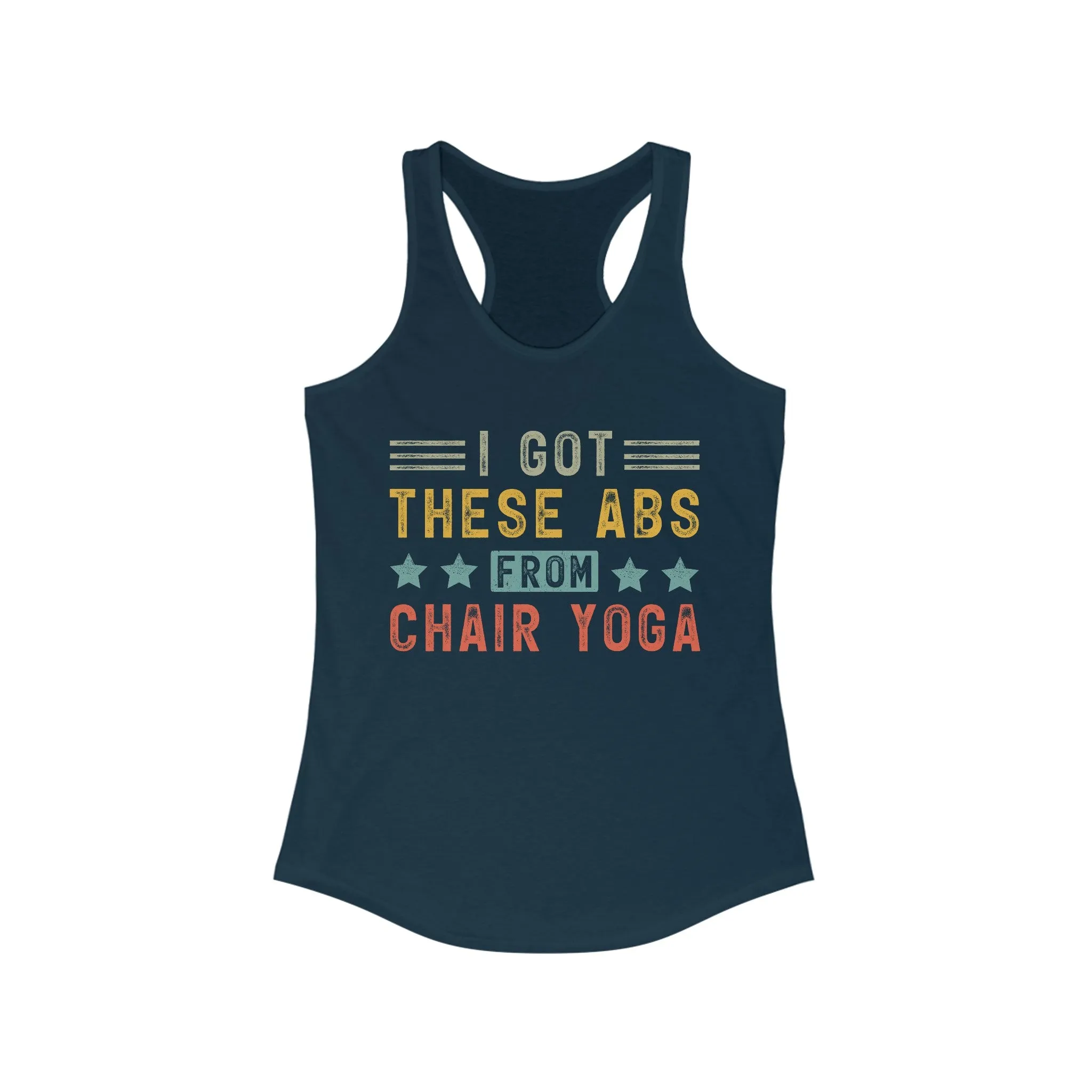 Abs Workout Chair Yoga Shirt | Funny Workout Shirt | Gift For Him | Gift For Her | Women's Slim-fit Racerback Tank Top