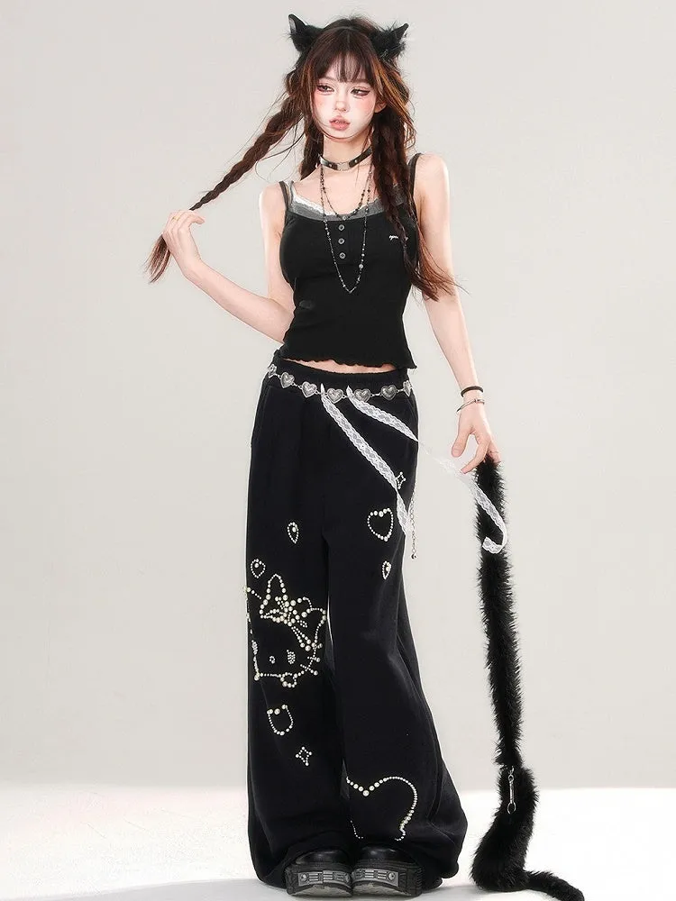 Black/White Slim-fit Cami Top