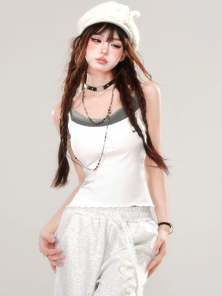Black/White Slim-fit Cami Top