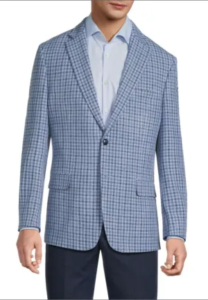 Blue Gingham Modern Fit Sport Jacket