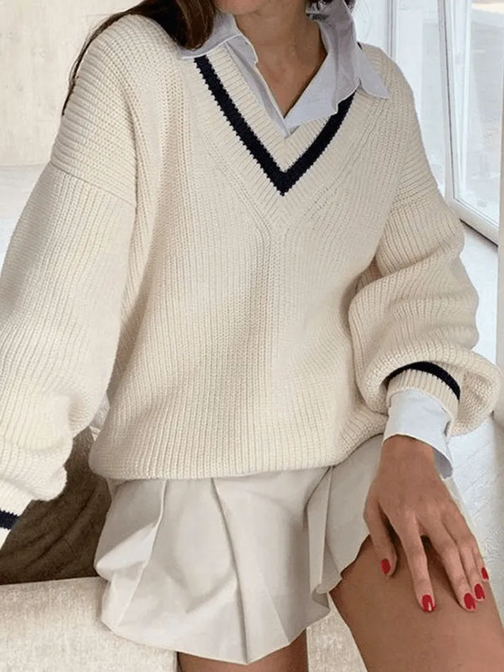 Contrasting Trim Vintage Sweater