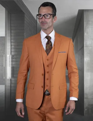 LAZARO RUST SLIM FIT 3 PC SUIT