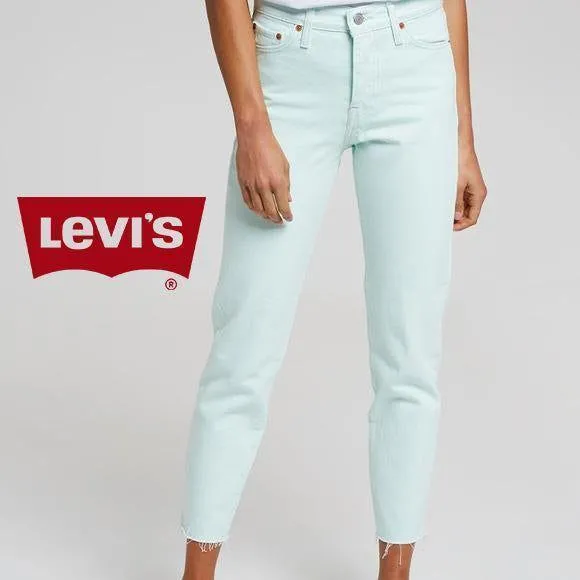 NWT - Levis 'Wedgie Fit' Pastel Mint High Rise Tapered Jeans -Size 25