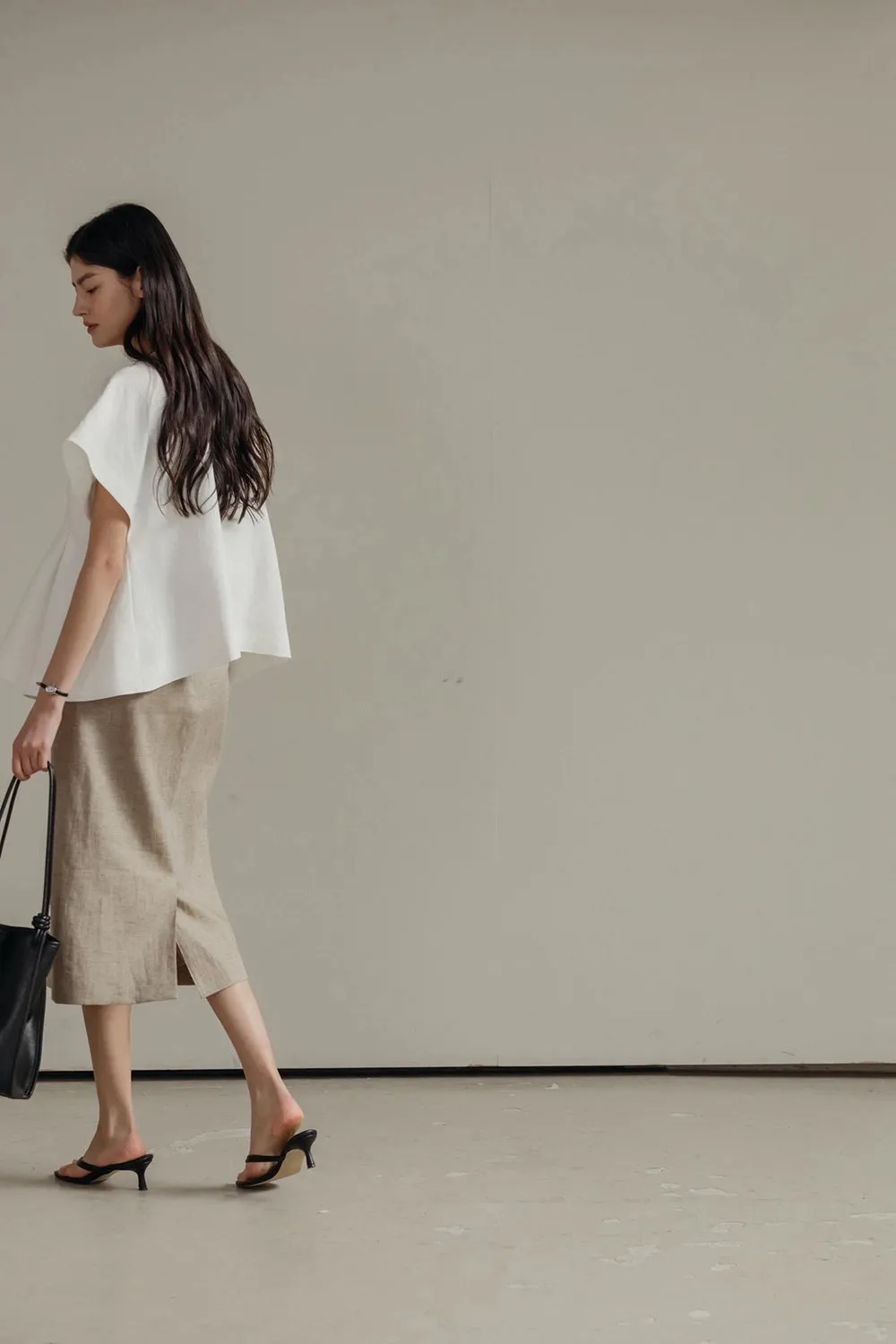 Pintuck Relaxed Fit Linen Vest