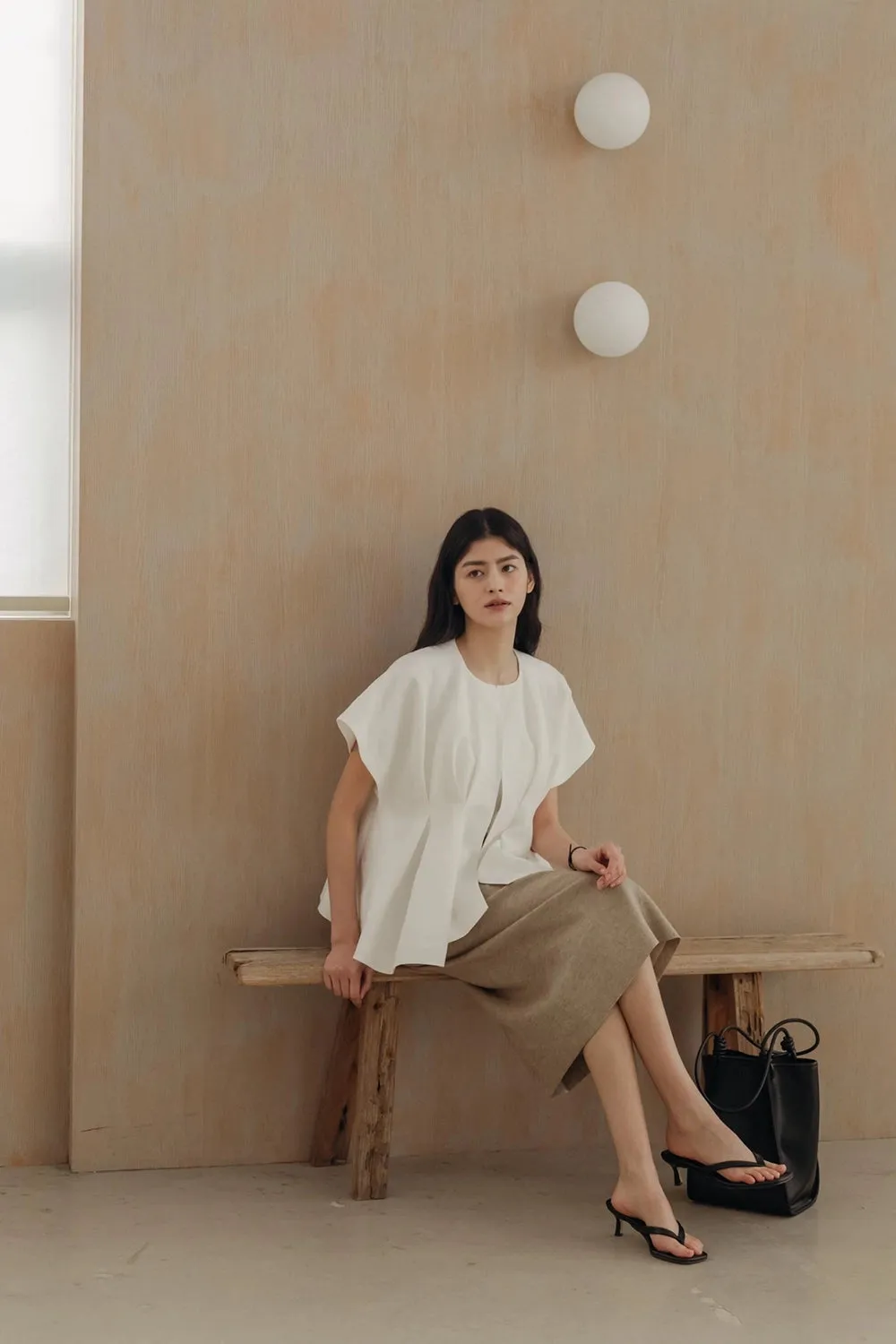 Pintuck Relaxed Fit Linen Vest