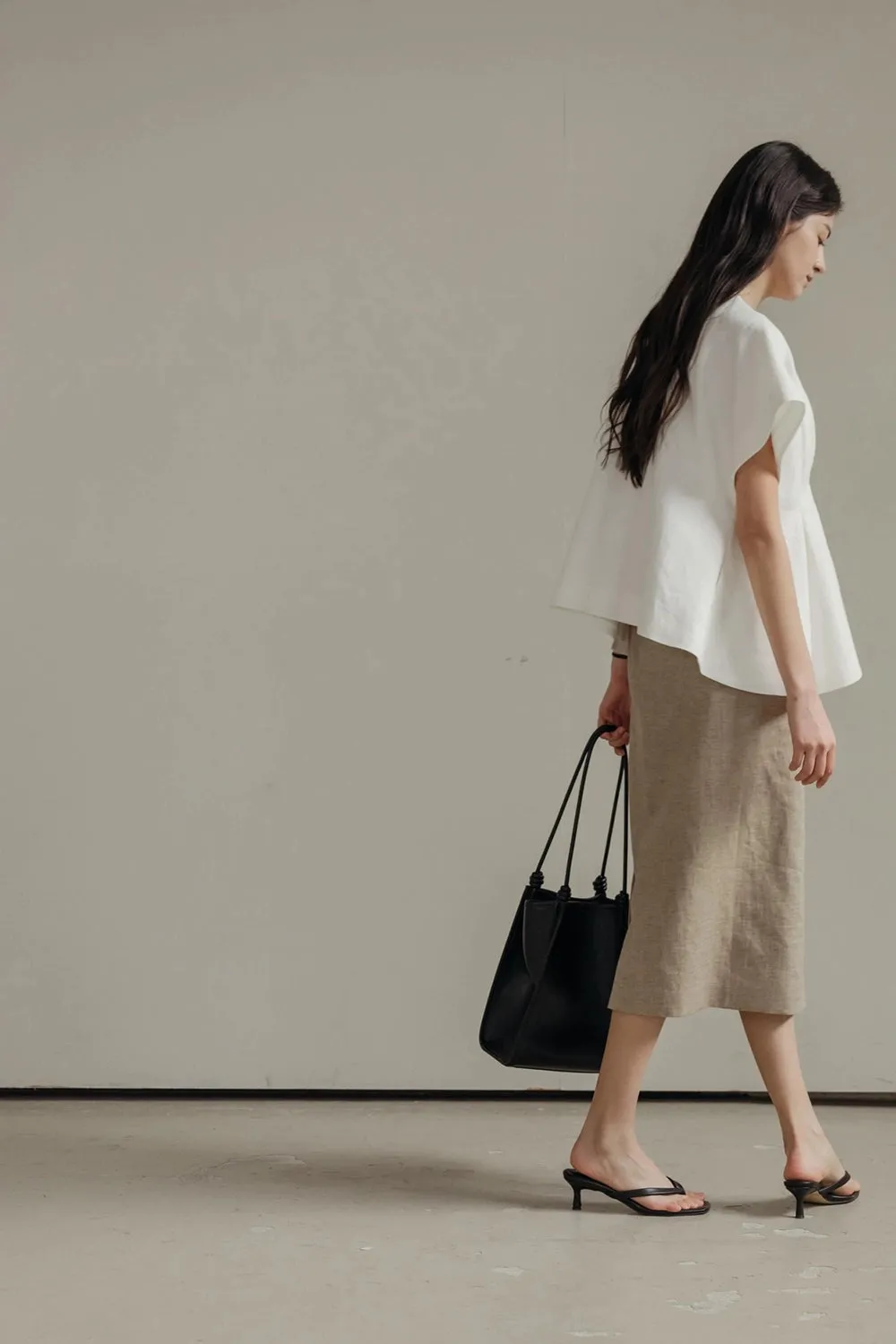 Pintuck Relaxed Fit Linen Vest