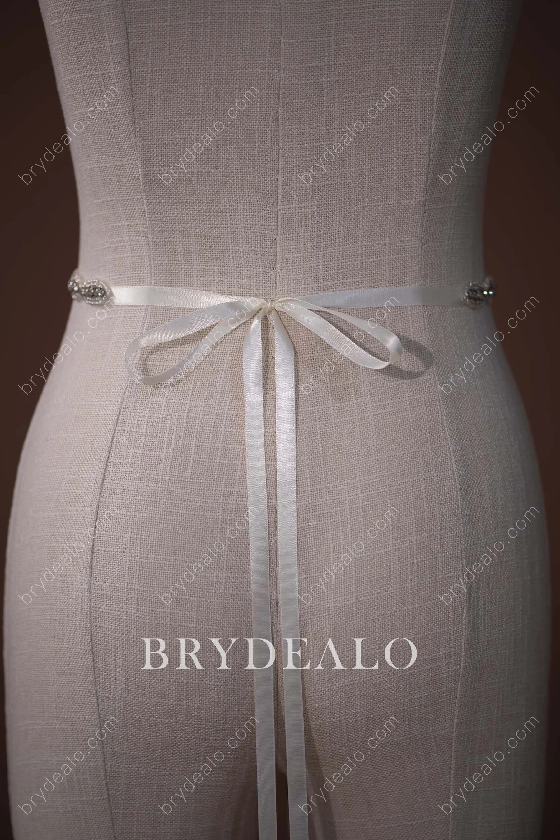 Stylish Oval Crystals Beaded Bridal Sash