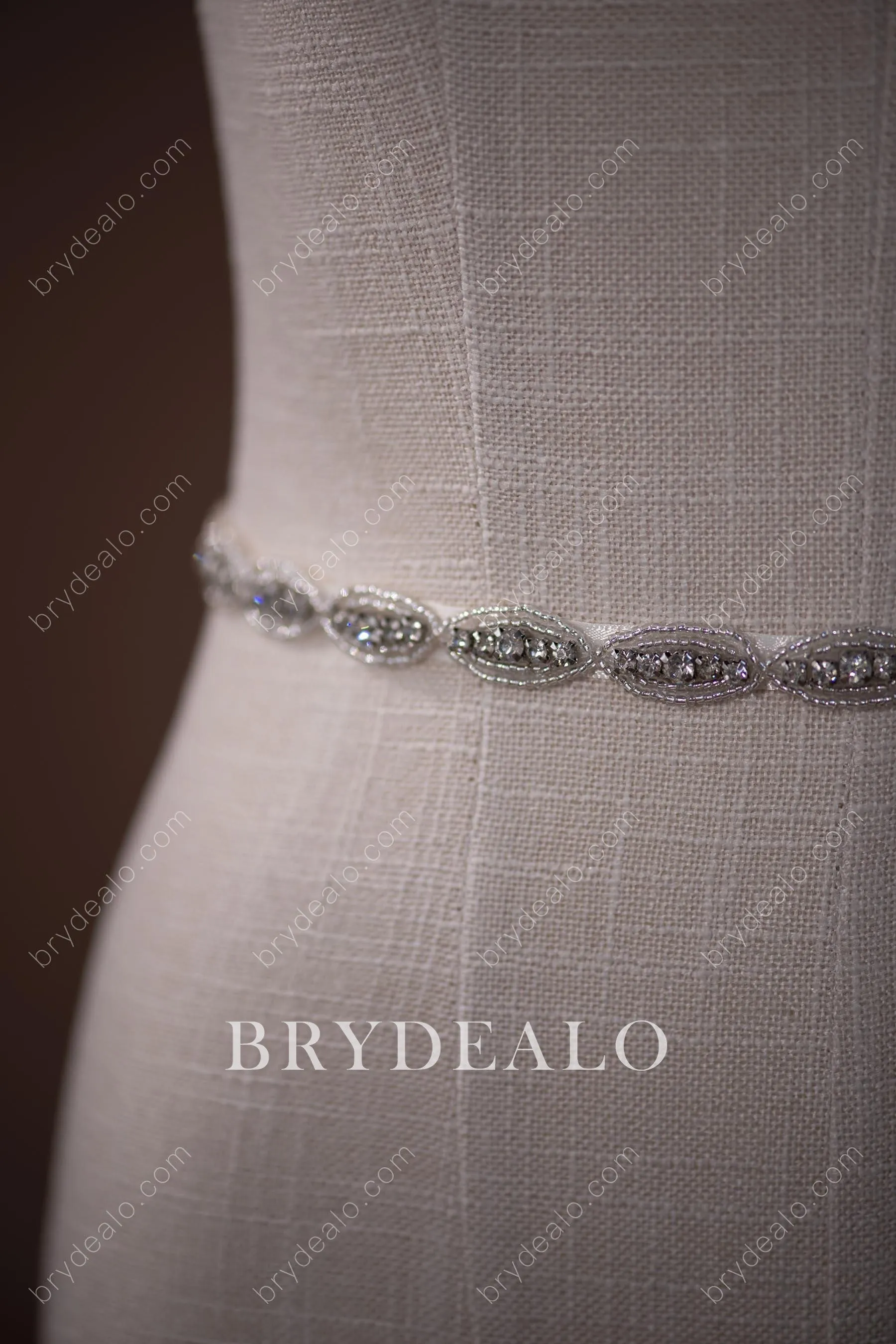Stylish Oval Crystals Beaded Bridal Sash