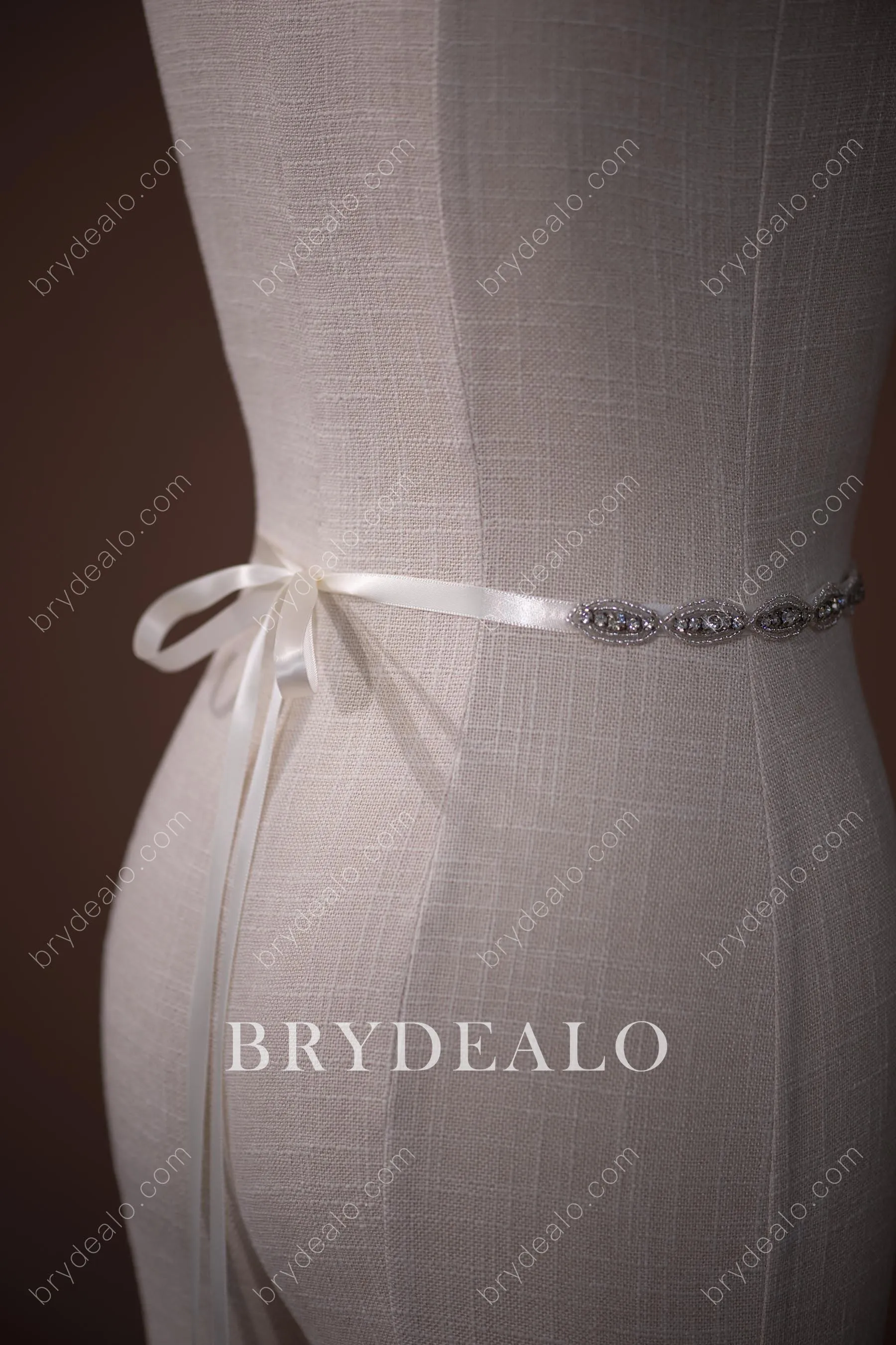 Stylish Oval Crystals Beaded Bridal Sash