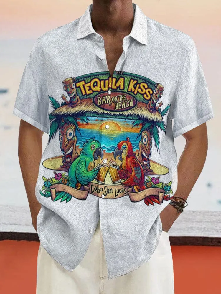 Stylish Printed Cotton Linen Shirt