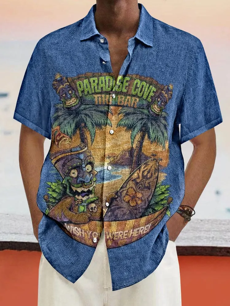 Stylish Printed Cotton Linen Shirt