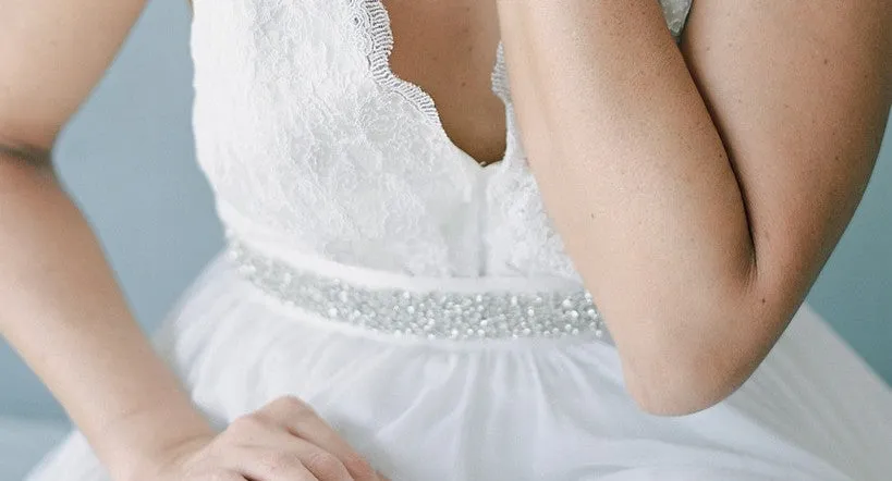 wedding fitted sash SB160112-fitted (snowfall as seen on BHLDN)