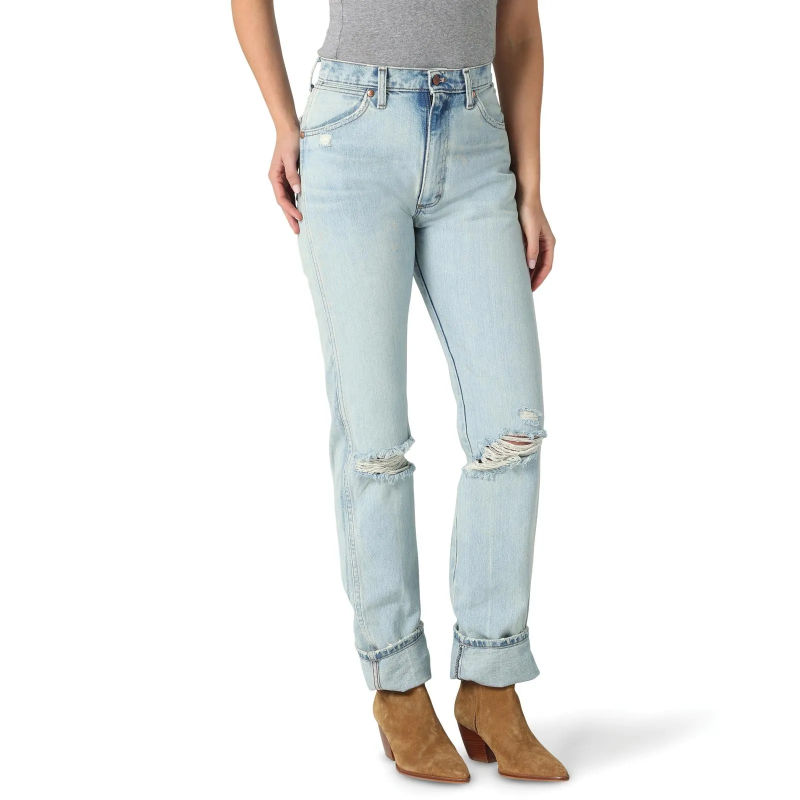 Wrangler Women's Cowboy Cut Slim Fit Jeans Distressed Vintage